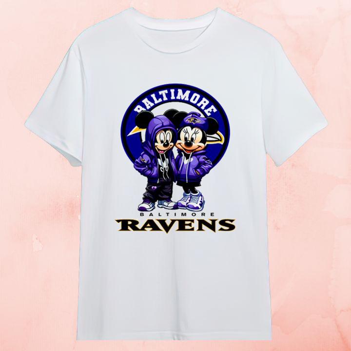 Official Baltimore Ravens Disney Mickey And Minnie Mouse Shirt