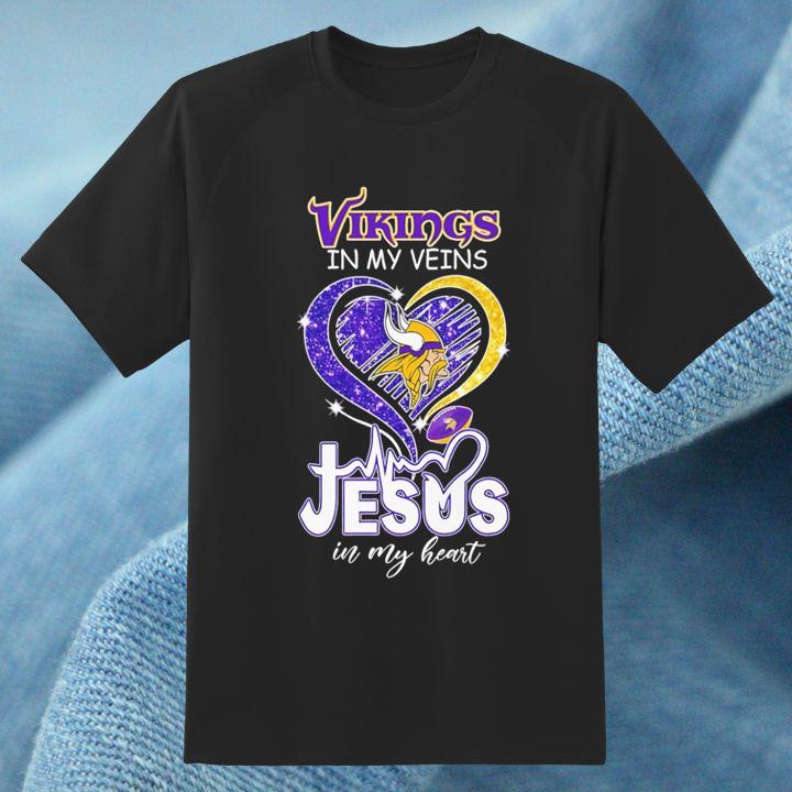 In My Veins Jesus In My Heart Love Minnesota Vikings Shirt Limited Edition
