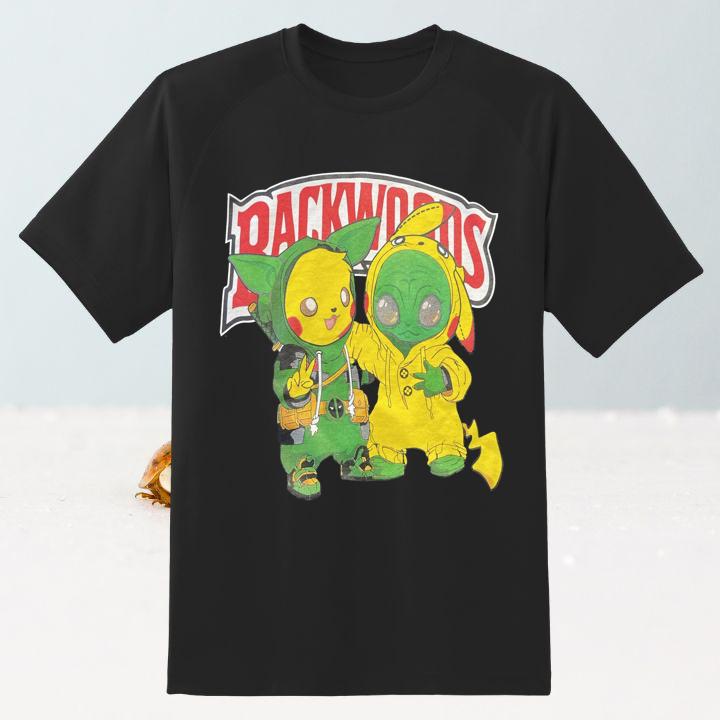 Personalised Backwoods Pikachu Charmander Pokemon Marvel Deadpool And Wolverine T-Shirt