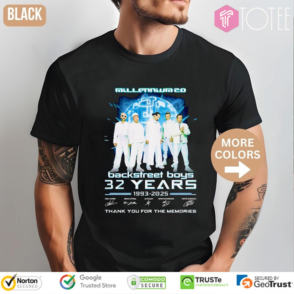 32 Years 1993-2025 Backstreet Boys Millennium 2.0 Signatures T-Shirt