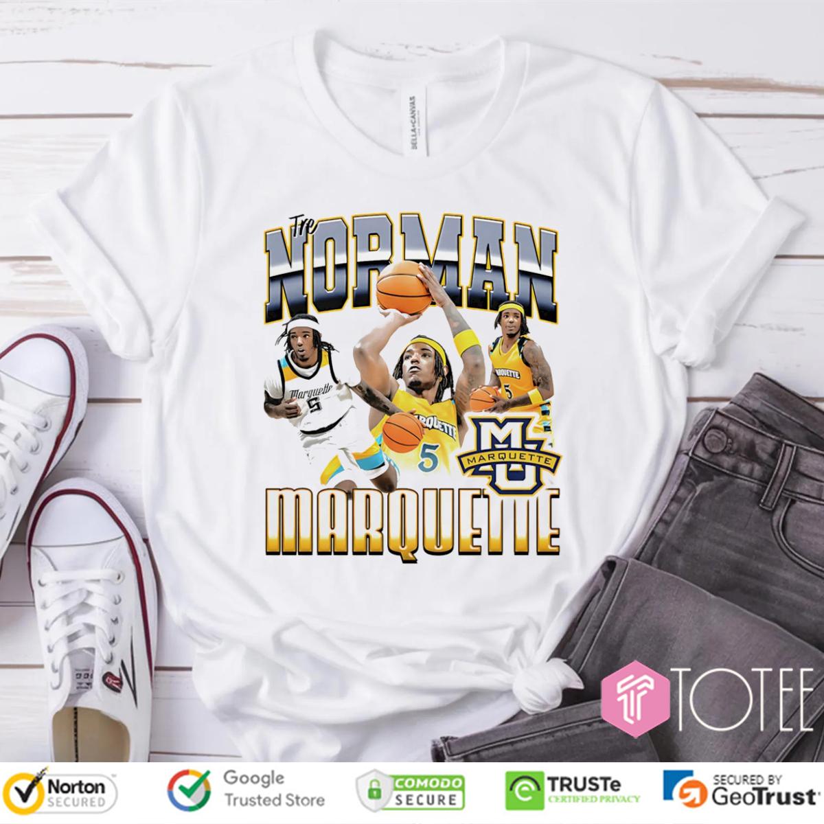 Tre Norman Marquette Golden Eagles Basketball T-Shirt