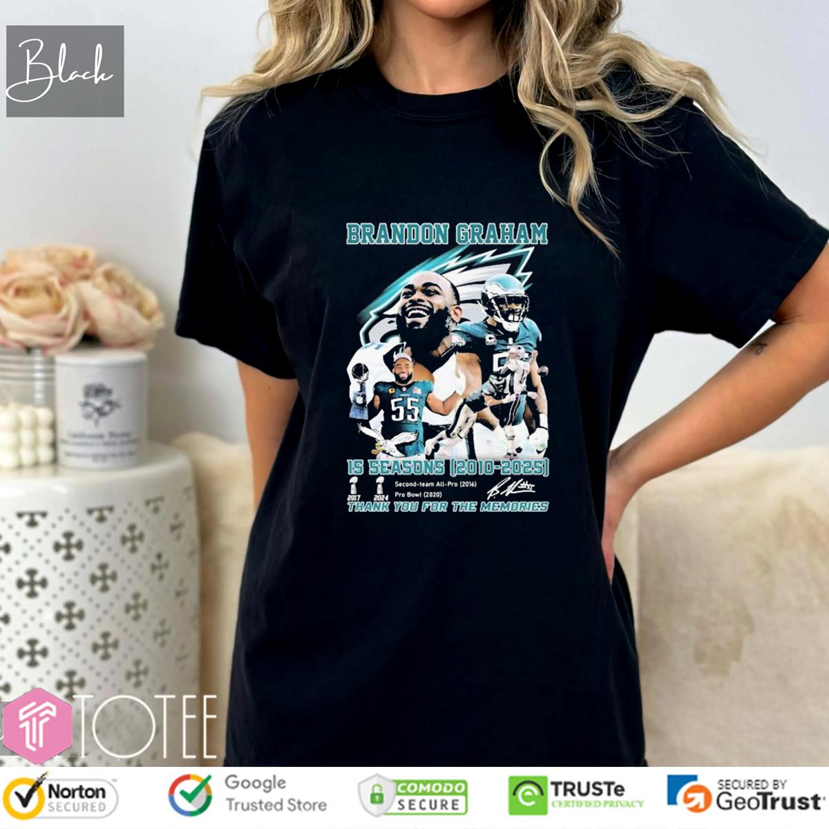 Brandon Graham Philadelphia Eagles 15 Seasons 2010-2025 Signature T-Shirt