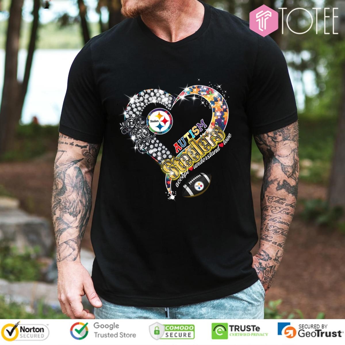 Pittsburgh Steelers Diamond Heart Autism Awareness Accept Understand Love tshirt sweater