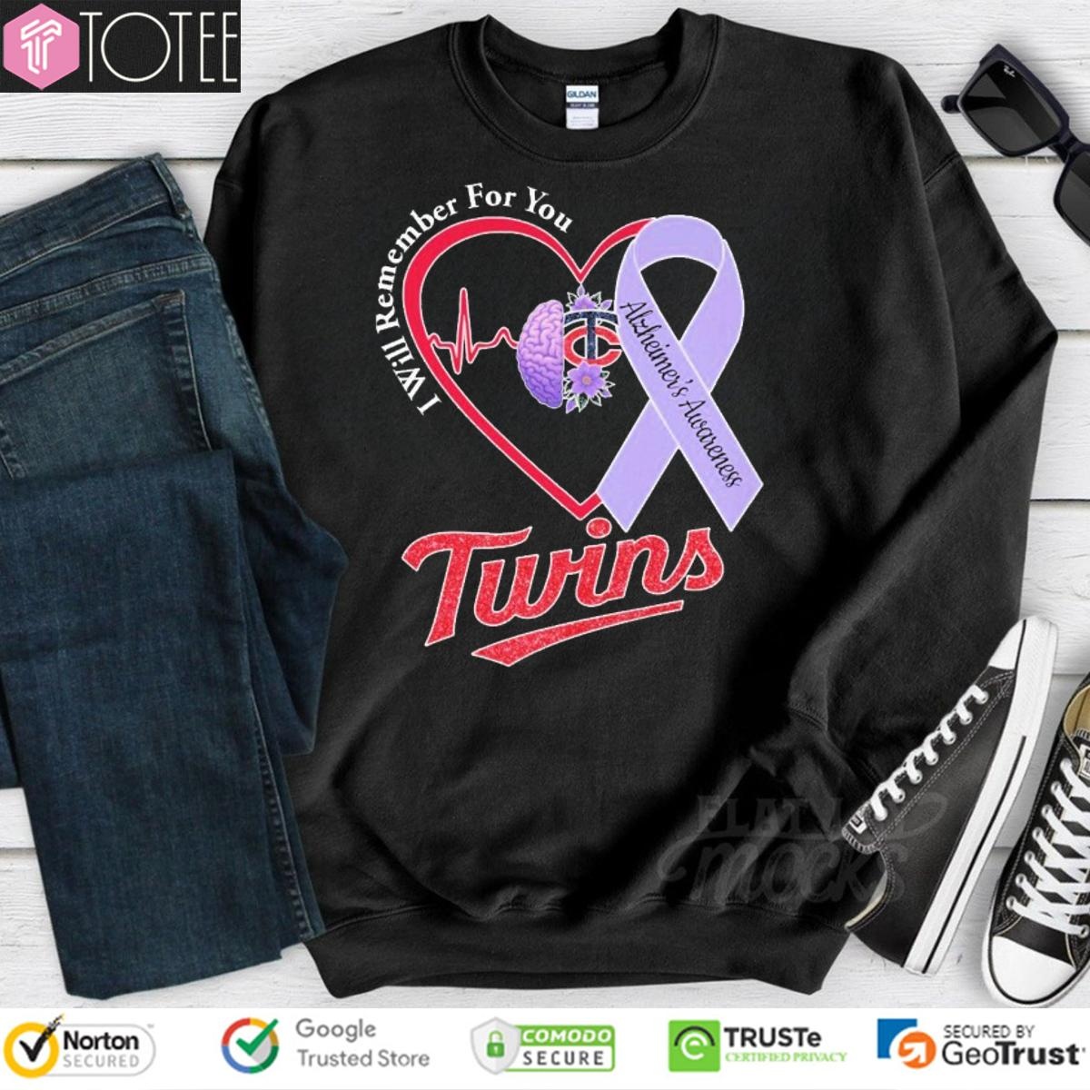 Minnesota Twins Baseball Alzheimers Awareness Heartbeat Sweatshirt