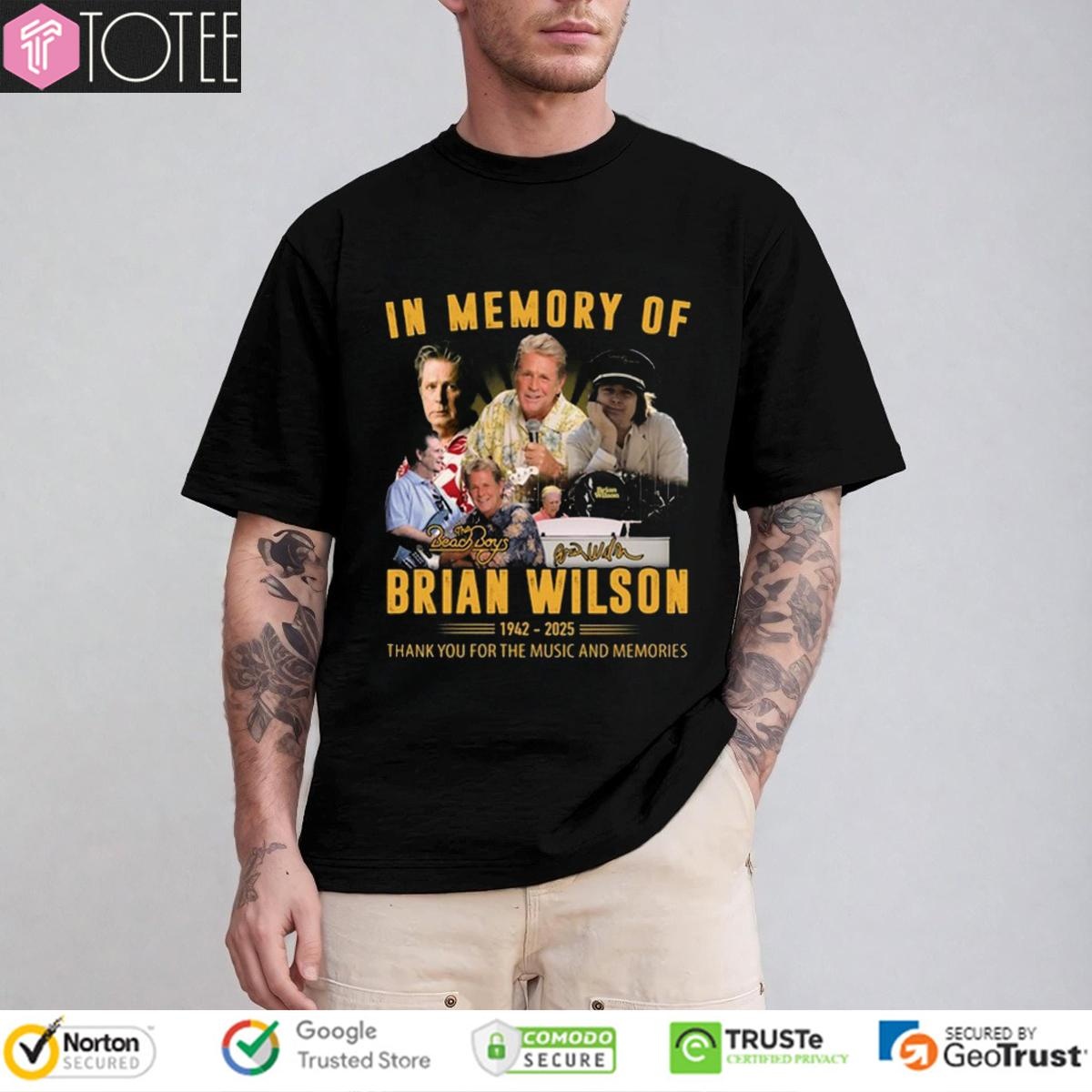 In Memory Of Brian Wilson 1942-2025 Thank You For Music And Memories Shirt
